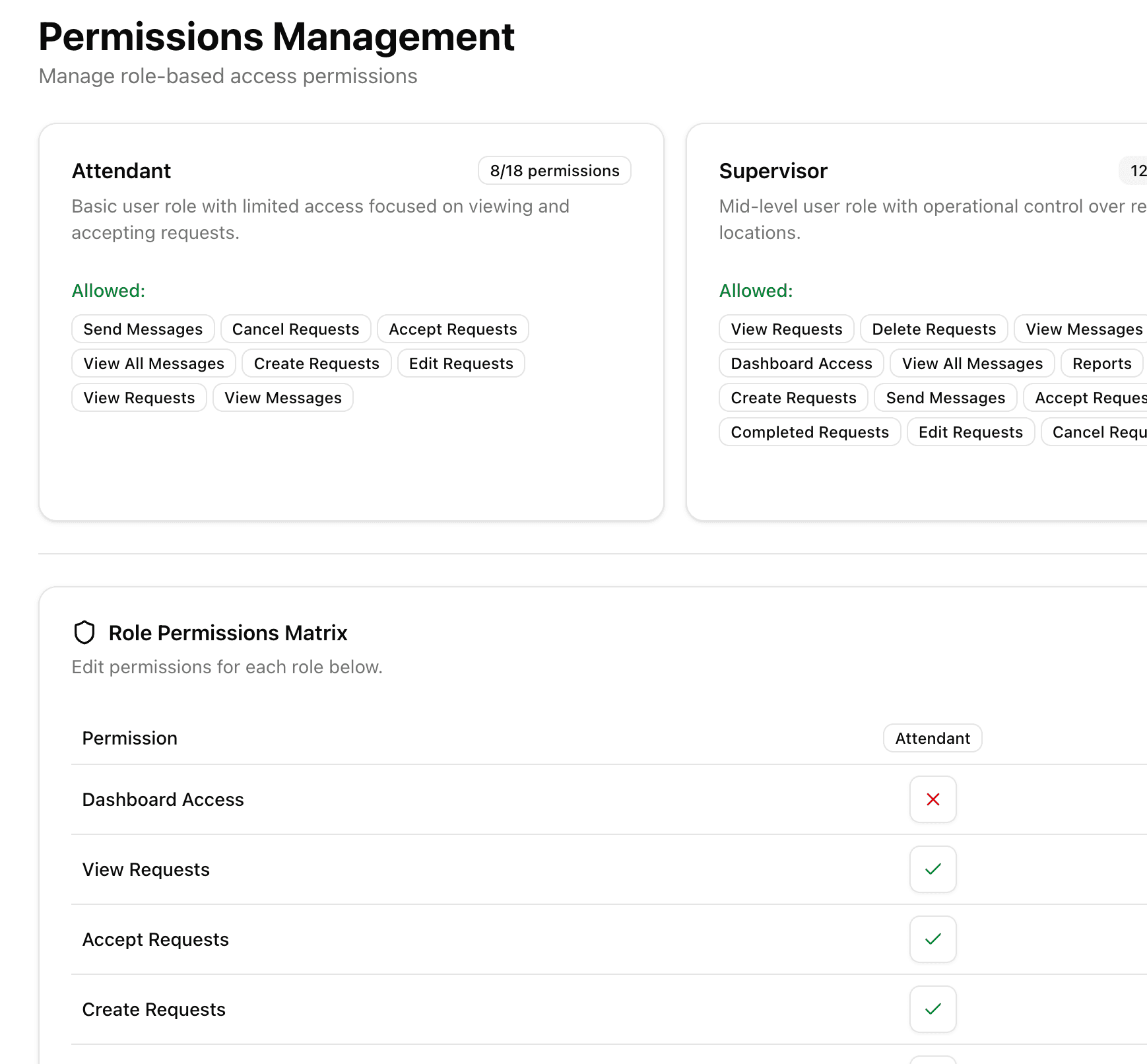 Staff security and permissions